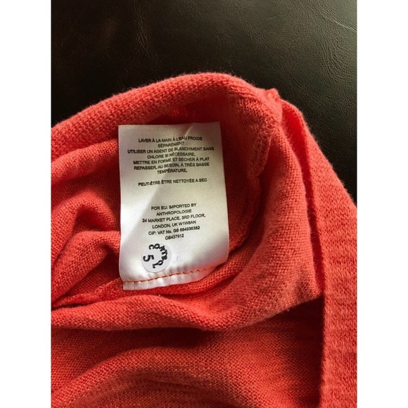 Anthropologie Moth Orange Short-Sleeve Knit Button Back Swing Top - Picture 7 of 9